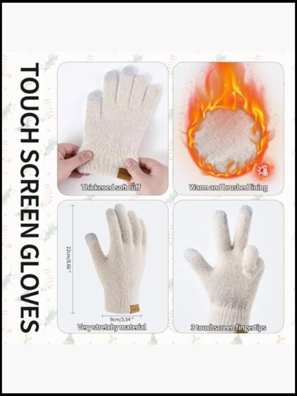 Premium Acrylic & Wool Winter Beanie Hat Scarf Touchscreen Gloves Set